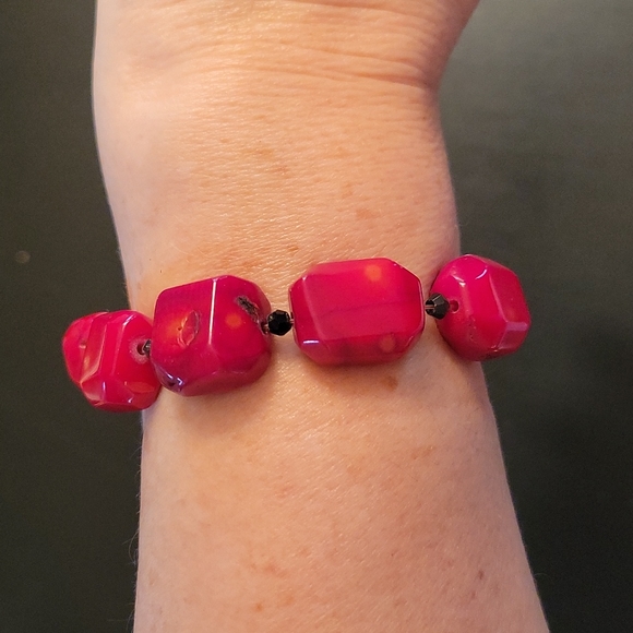 Bracelets Pink Red Coral - Lot of 3 - Picture 4 of 4